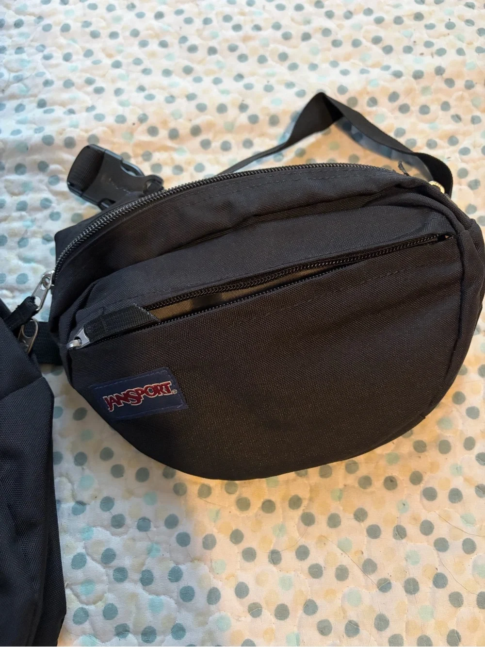 Jansport Black Backpack and Black Waist Pack Set
